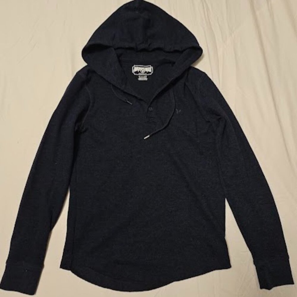 American Eagle Men’s Hooded Long Sleeve Thermal – Navy – Size XS
